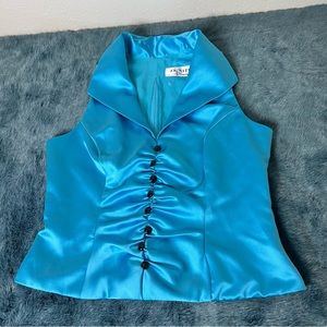 J.R Nites by Caliendo vintage vest blue satin